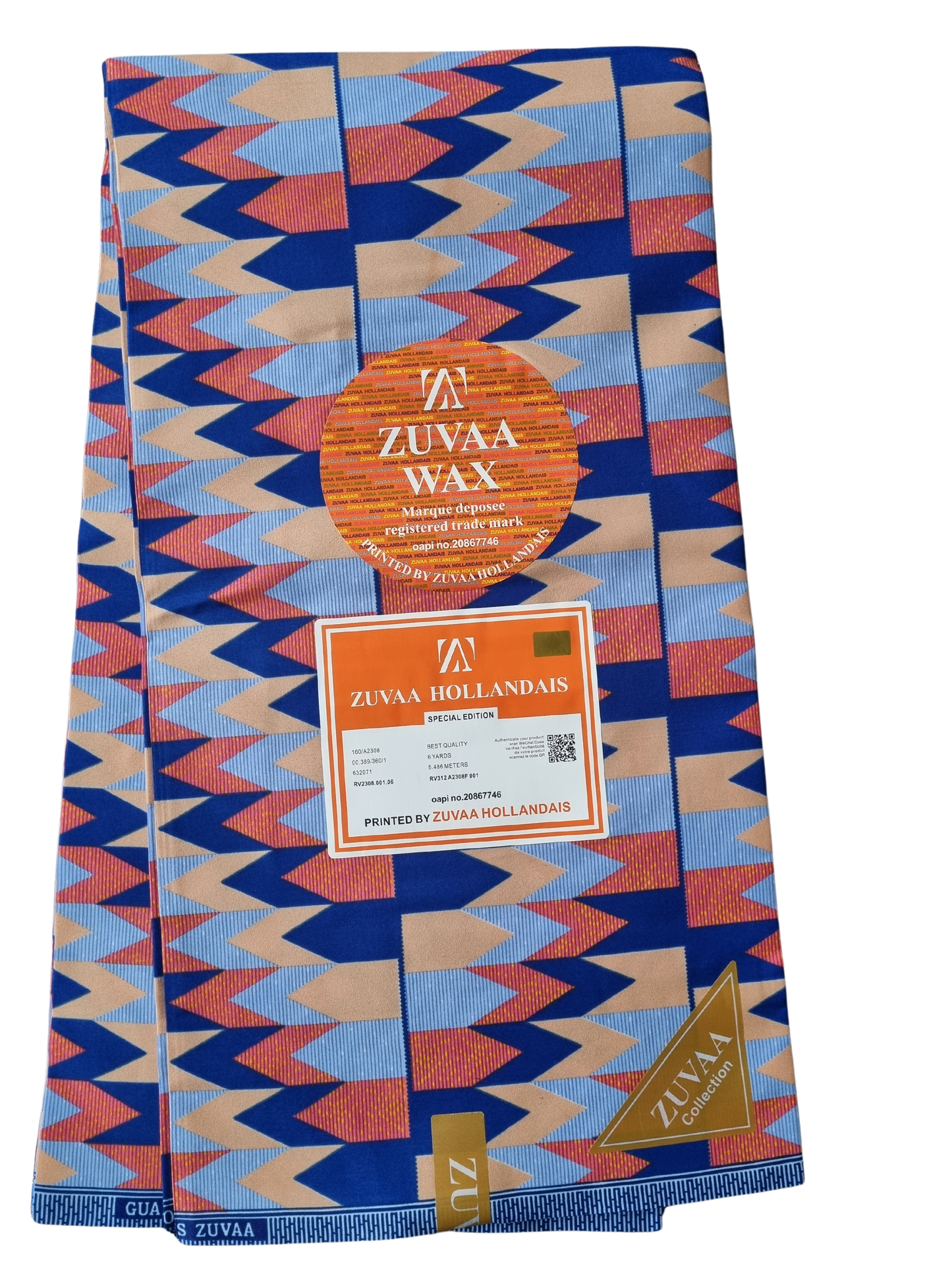 African Kente Wax Print Fabric - Azure Royalty