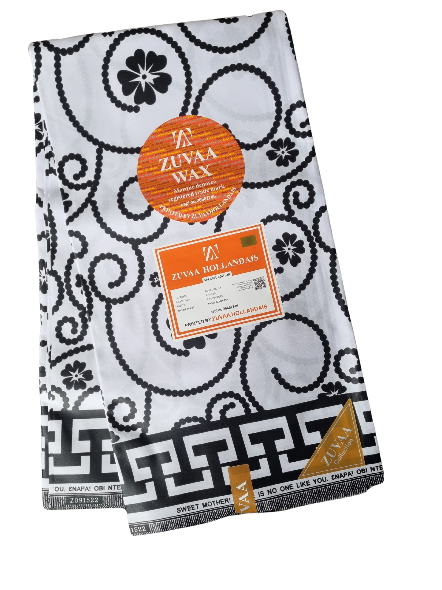 African Ankara Wax Print Fabric Black & White - Soft Murmurs