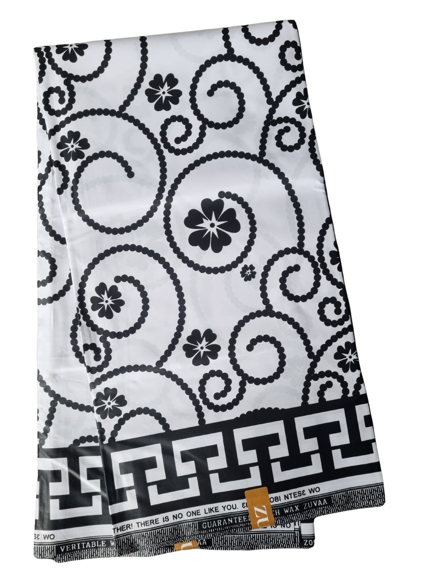 African Ankara Wax Print Fabric Black & White - Soft Murmurs