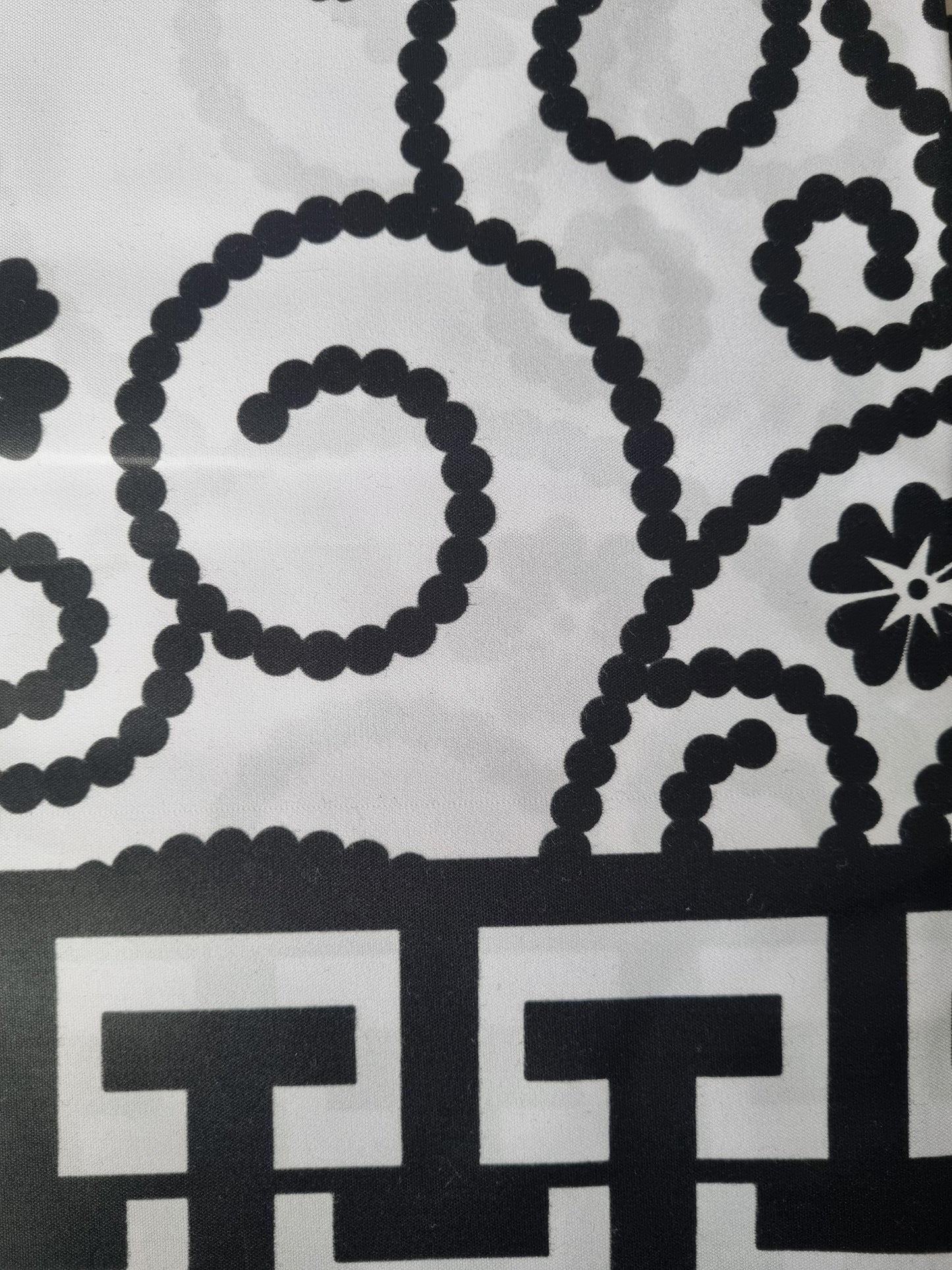 African Ankara Wax Print Fabric Black & White - Soft Murmurs