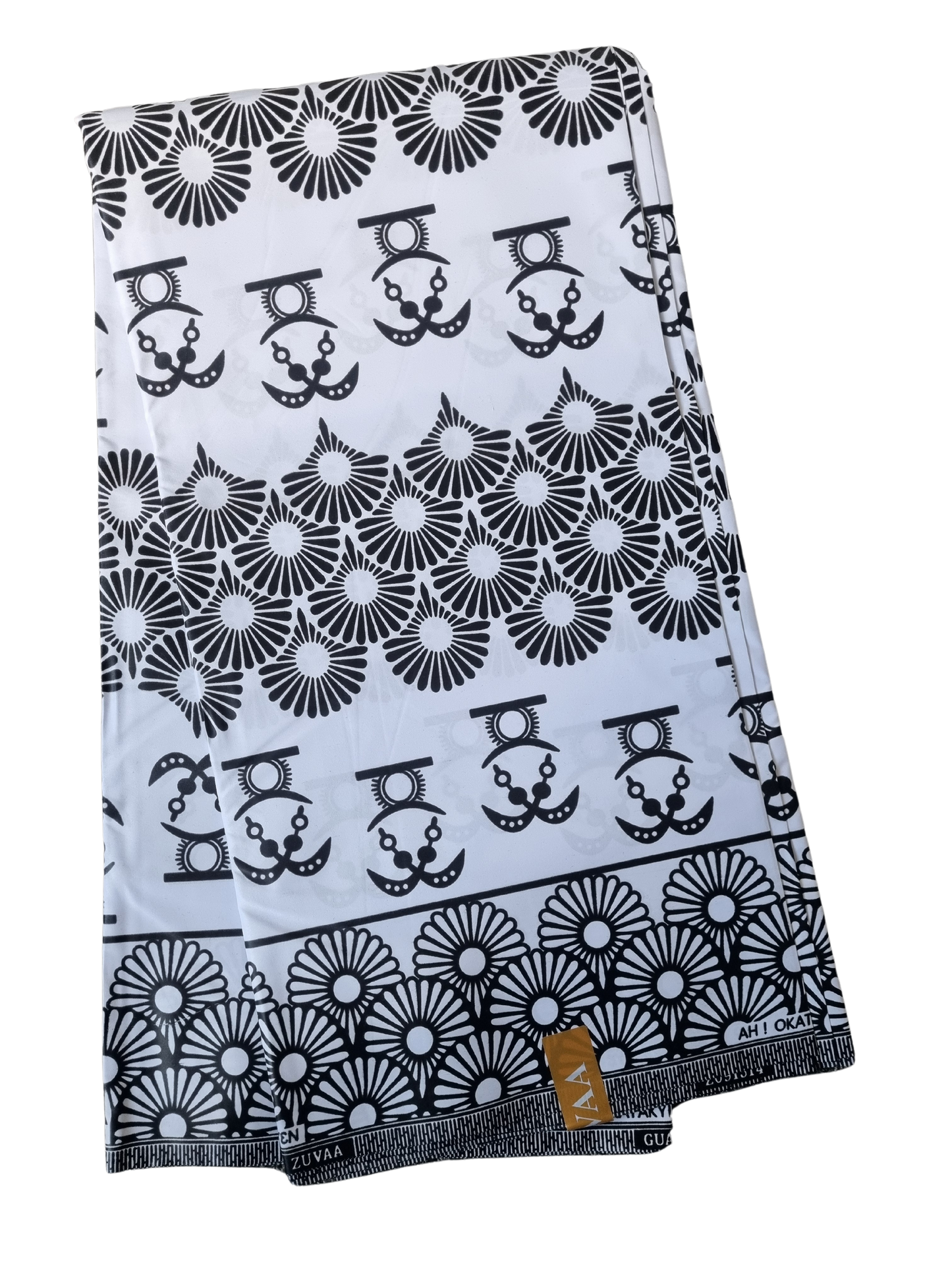 African Ankara Wax Print Fabric Black & White - Night Pearl