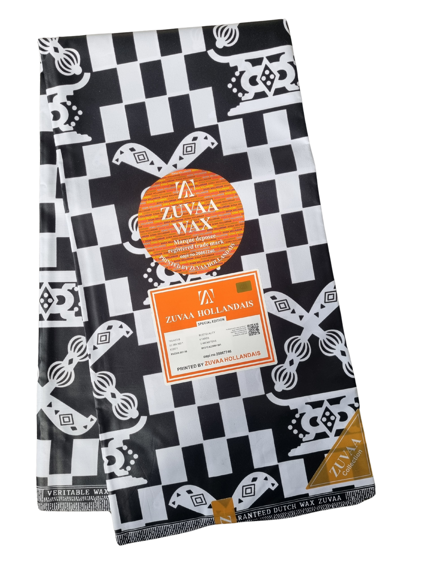African Ankara Wax Print Fabric Black & White - Twilight Emblem