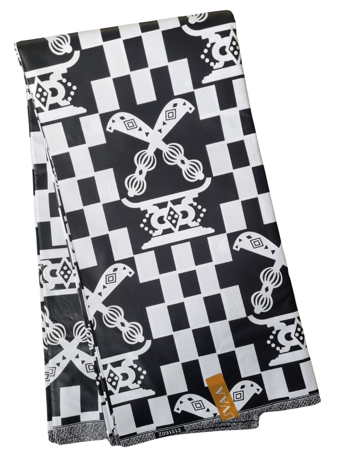 African Ankara Wax Print Fabric Black & White - Twilight Emblem