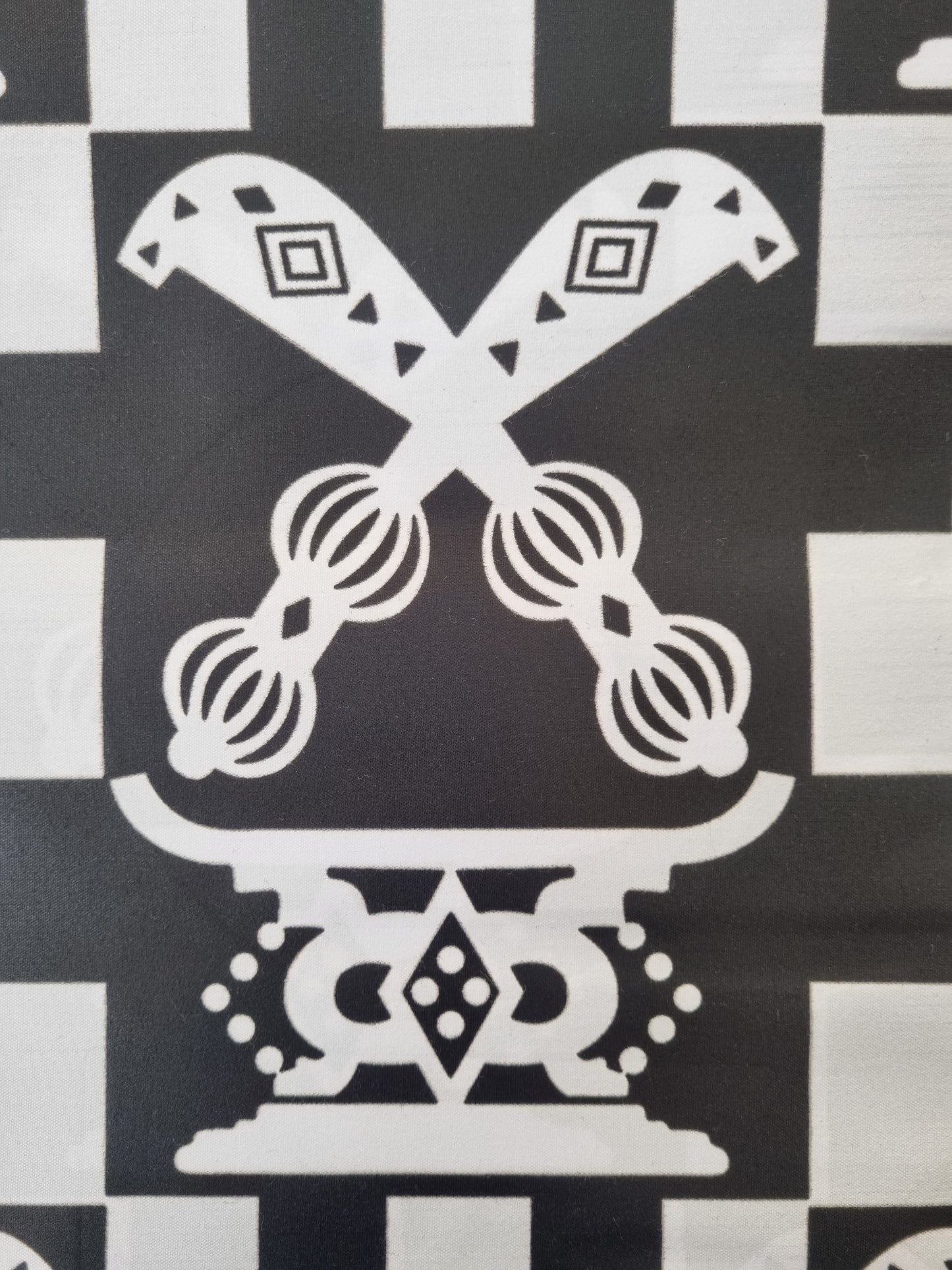 African Ankara Wax Print Fabric Black & White - Twilight Emblem
