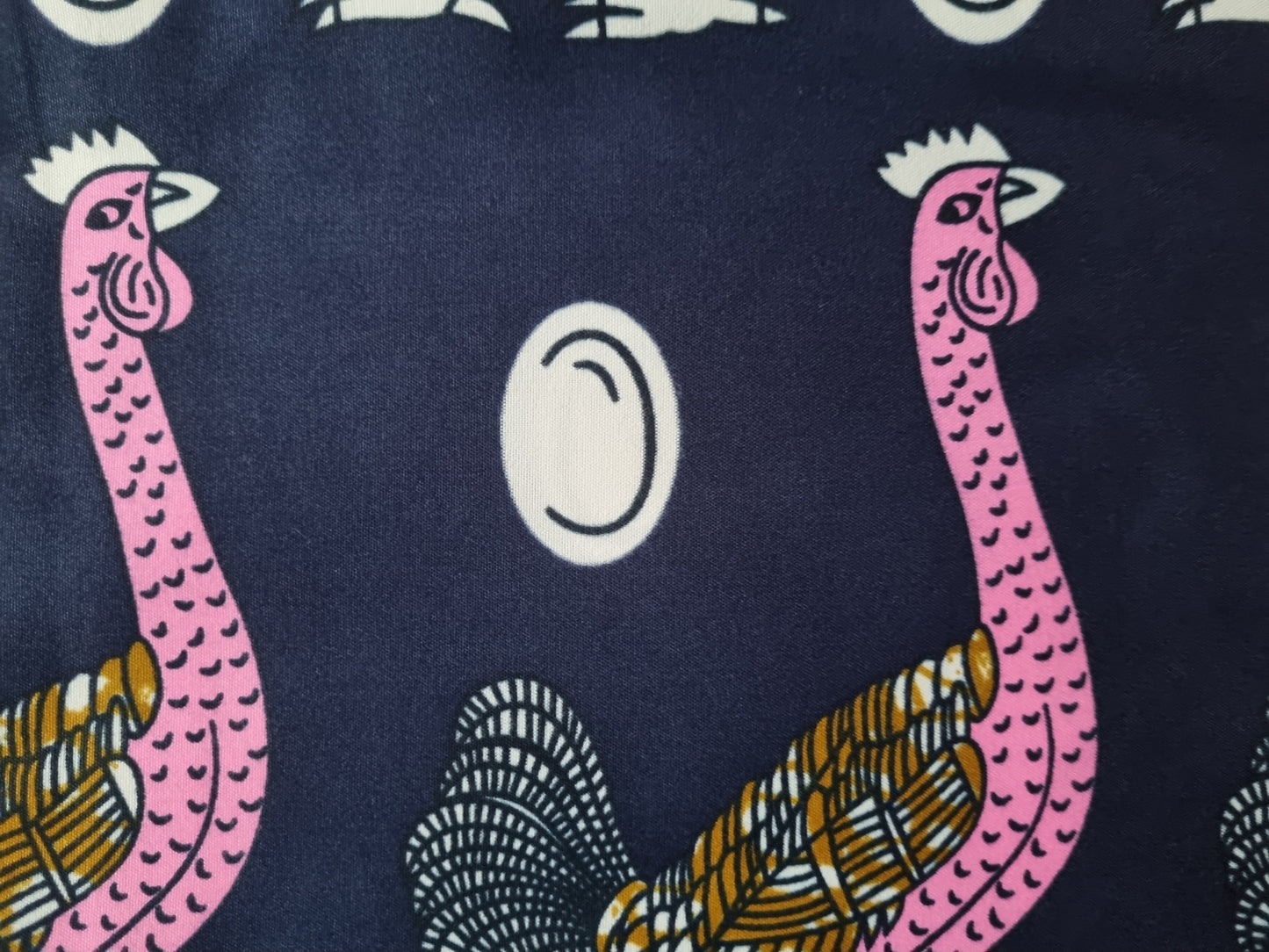 African Ankara Wax Print Fabric - Indigo Feather