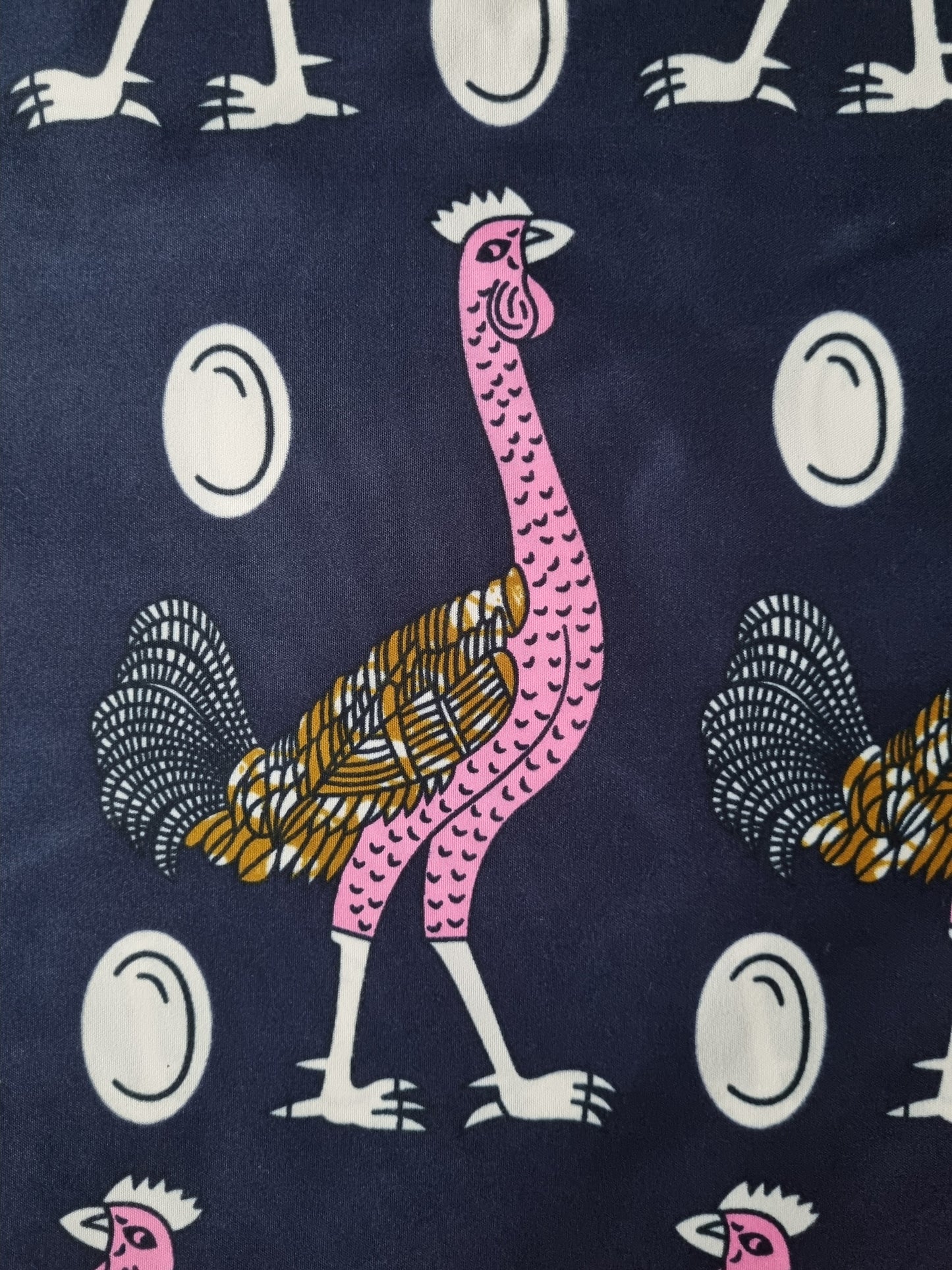 African Ankara Wax Print Fabric - Indigo Feather