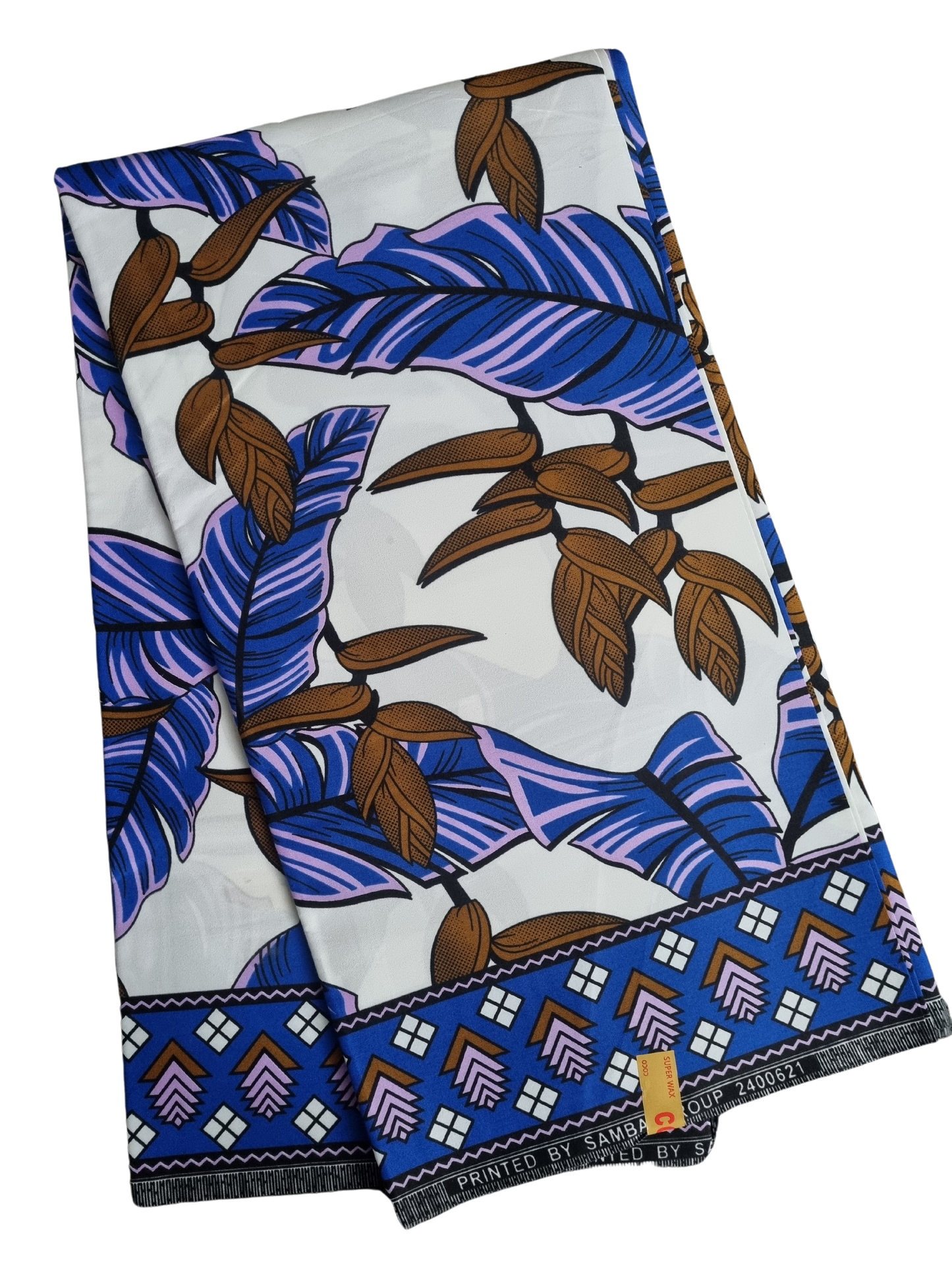 African Ankara Wax Print Fabric - Amethyst Leaf