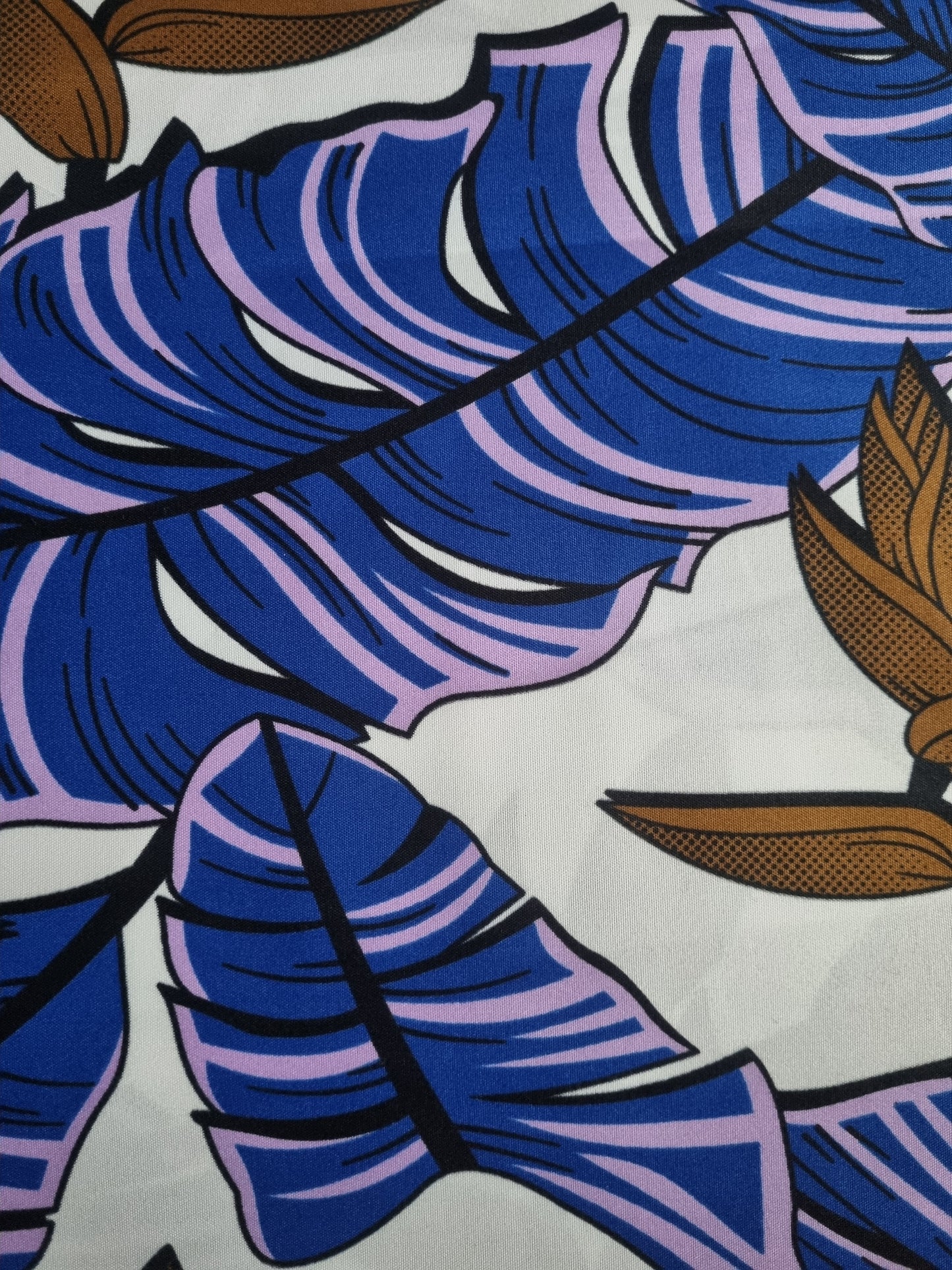 African Ankara Wax Print Fabric - Amethyst Leaf