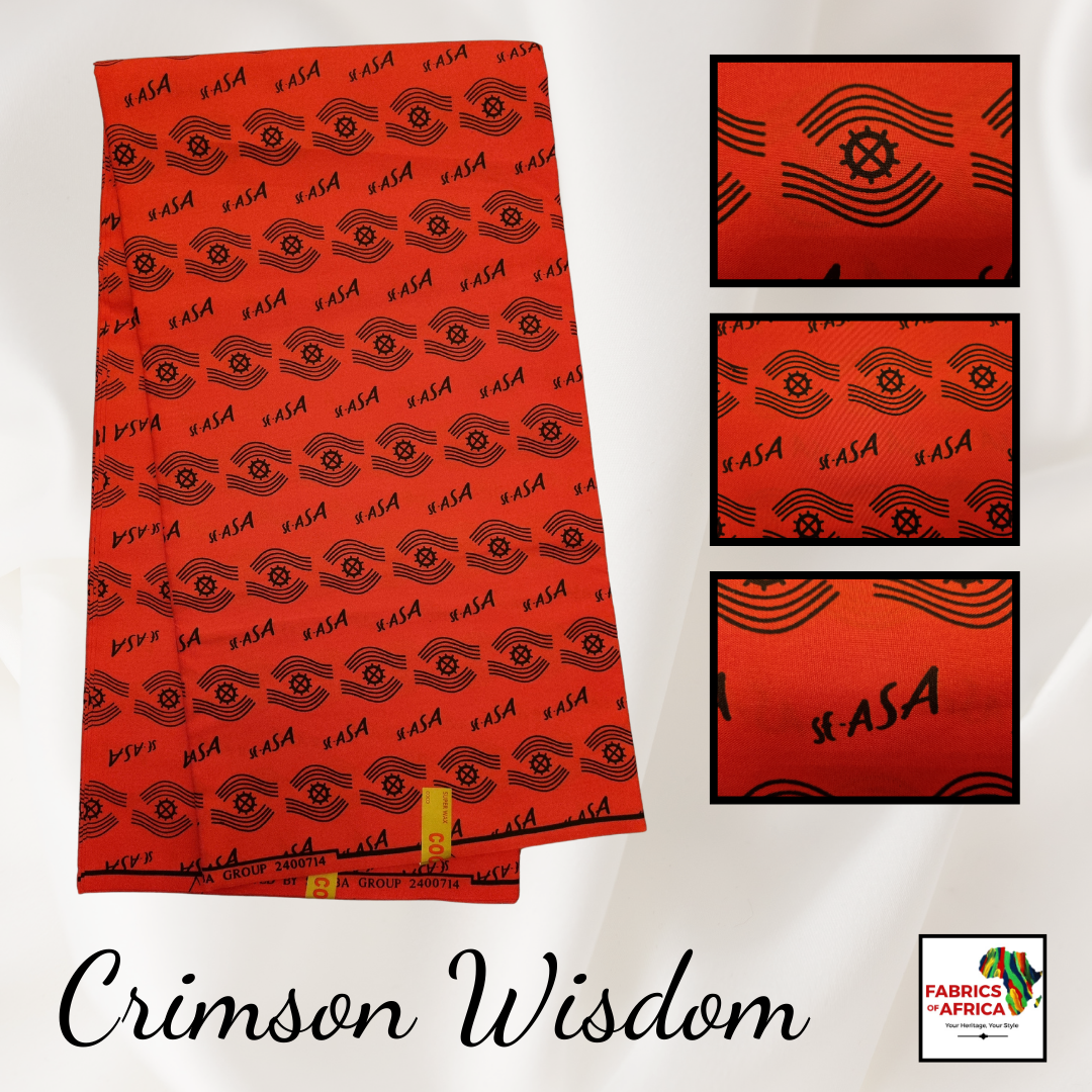 African Ankara Wax Print Fabric - Crimson Wisdom