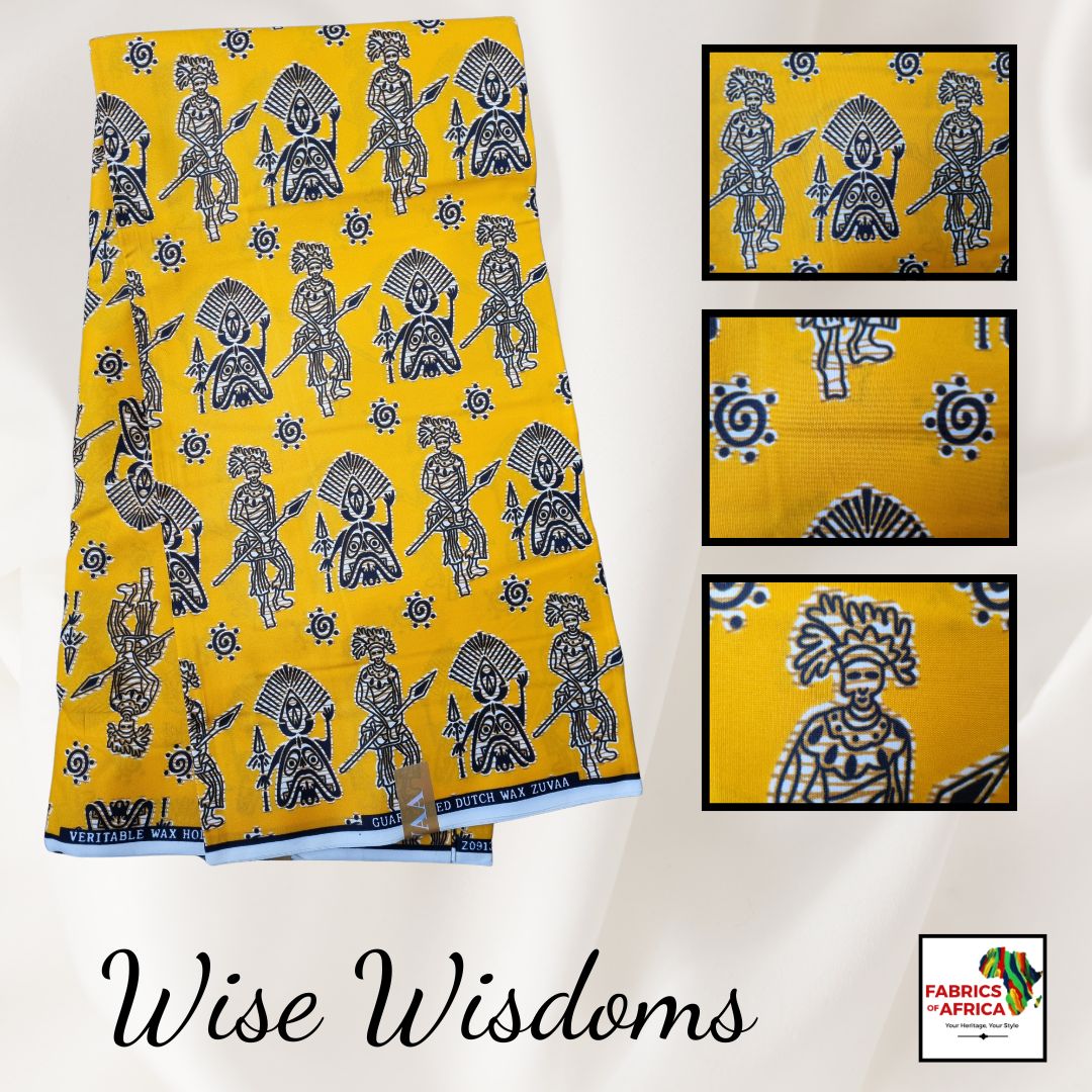 African Kente Print Fabric - Wise Wisdoms