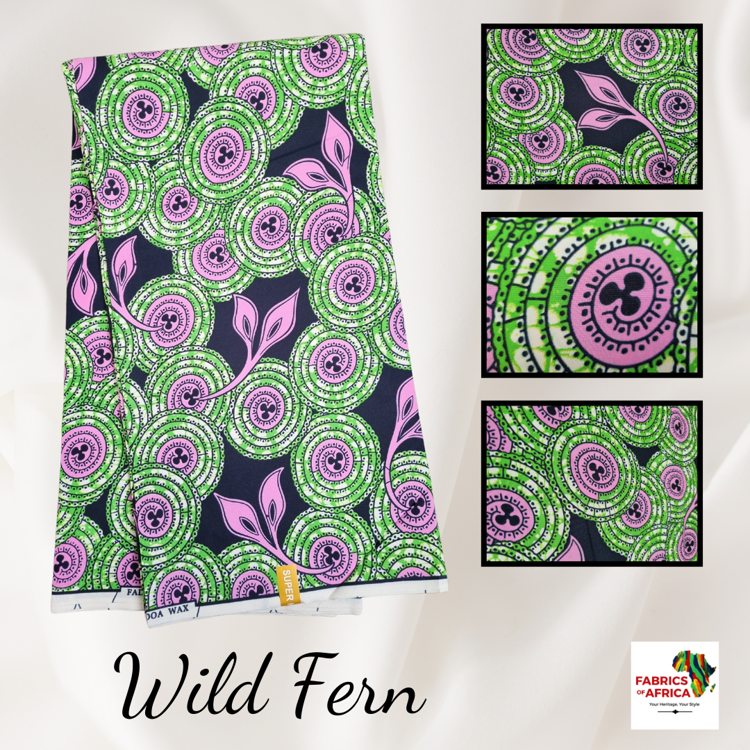African Ankara Wax Print Fabric - Wild Fern