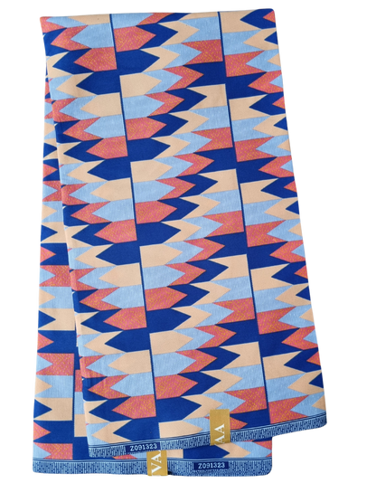 African Kente Wax Print Fabric - Azure Royalty