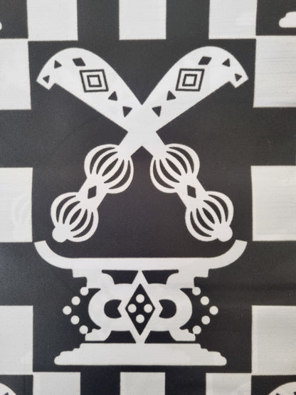 African Ankara Wax Print Fabric Black & White - Twilight Emblem