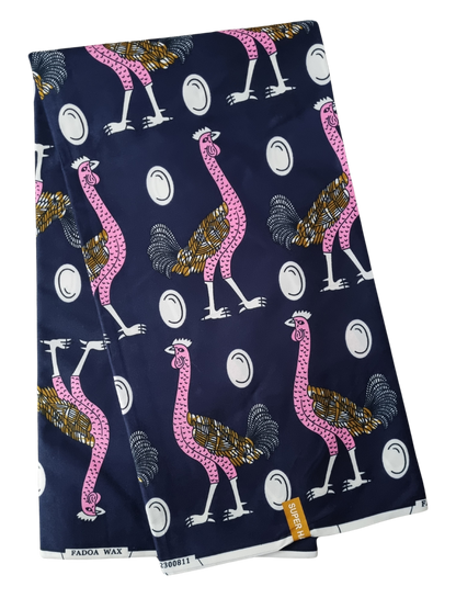 African Ankara Wax Print Fabric - Indigo Feather