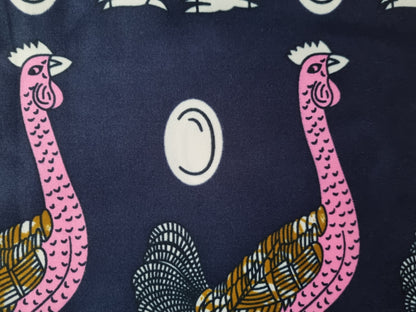 African Ankara Wax Print Fabric - Indigo Feather