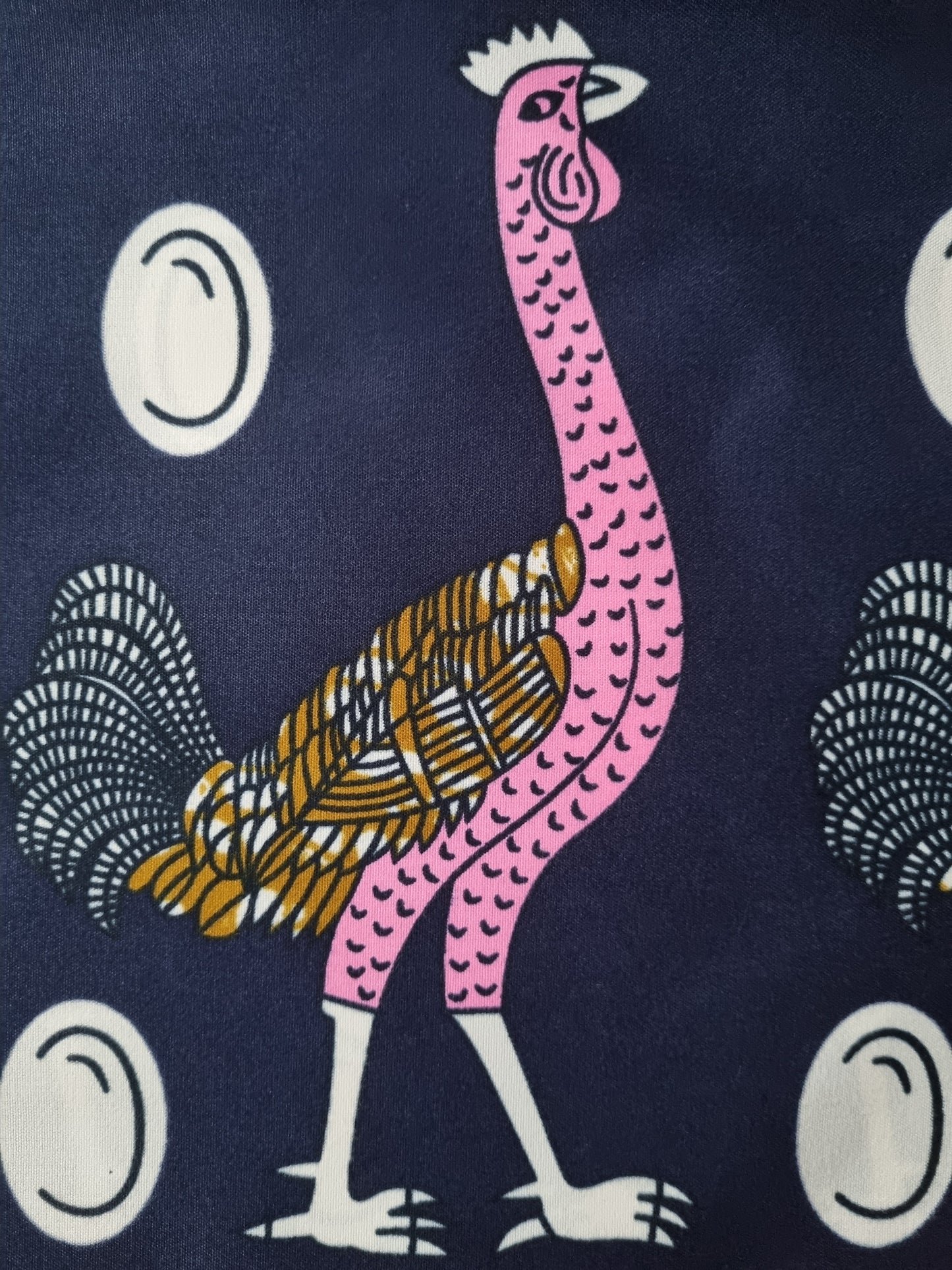 African Ankara Wax Print Fabric - Indigo Feather