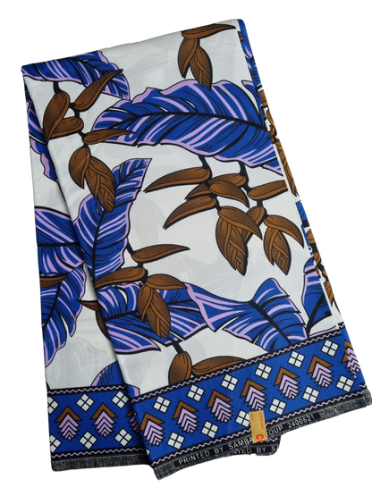 African Ankara Wax Print Fabric - Amethyst Leaf
