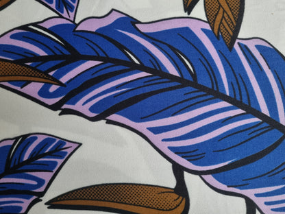 African Ankara Wax Print Fabric - Amethyst Leaf