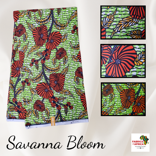 African Ankara Wax Print Fabric - Savanna Bloom