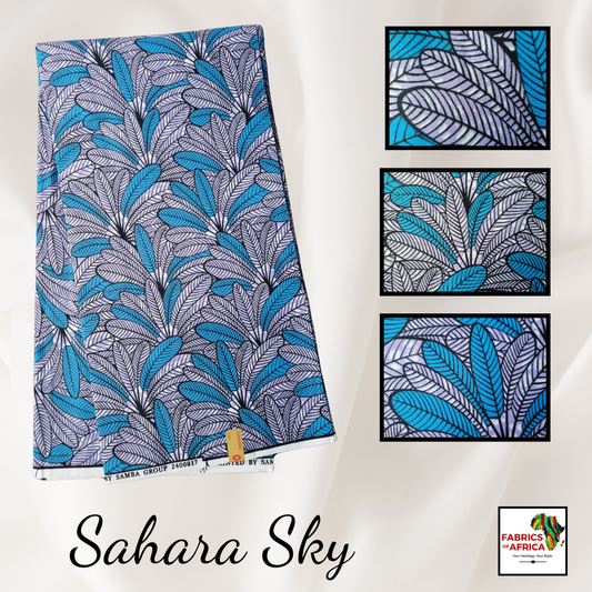 African Ankara Wax Print Fabric - Sahara Sky
