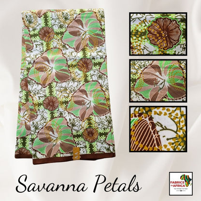 African Ankara Wax Print Fabric - Savanna Petals