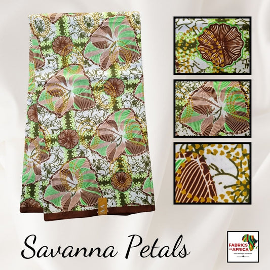 African Ankara Wax Print Fabric - Savanna Petals