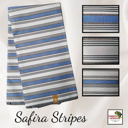 African Ankara Wax Print Fabric - Safira Stripes