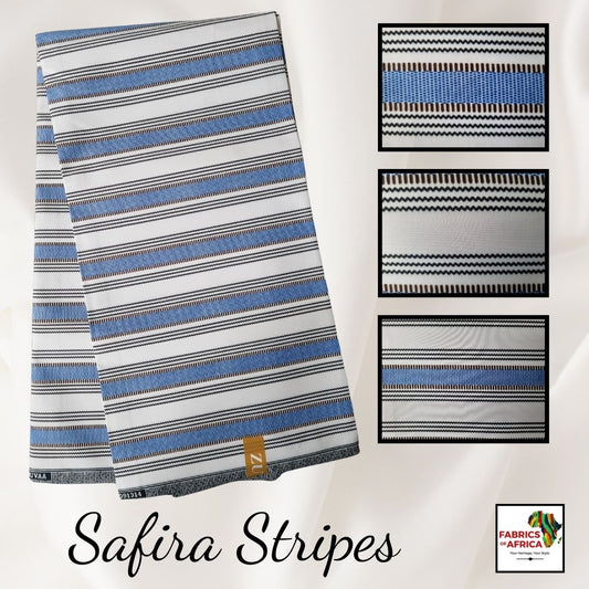 African Ankara Wax Print Fabric - Safira Stripes
