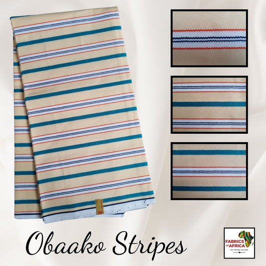 African Ankara Wax Print Fabric - Obaako Stripes