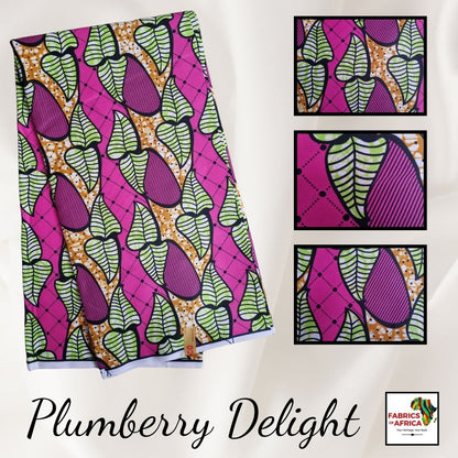 African Ankara Wax Print Fabric - Plumberry Delight