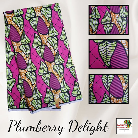 African Ankara Wax Print Fabric - Plumberry Delight