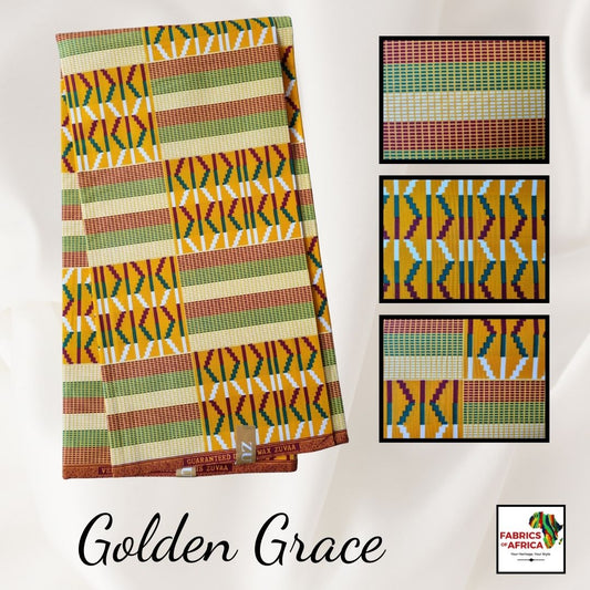 African Ankara Wax Print Fabric - Golden Grace