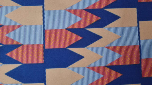 African Kente Wax Print Fabric - Azure Royalty