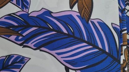 African Ankara Wax Print Fabric - Amethyst Leaf