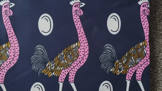 African Ankara Wax Print Fabric - Indigo Feather